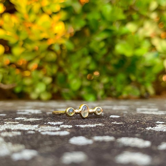 Melissa Joy Manning horseshoe 14k semi-precious stones trinity ring - Picture 6 of 13